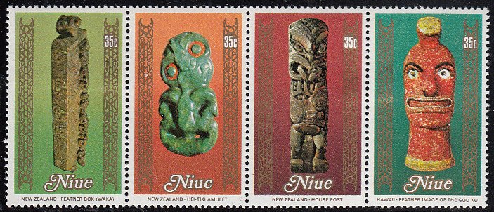 Niue 1980 MH Sc #268 Strip of 4 35c Artifacts, Handcrafts