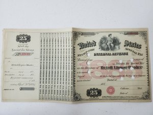 US 1883 $25 Internal Revenue Special Tax Retail Liquor Dealer Stamp Sheet (002)