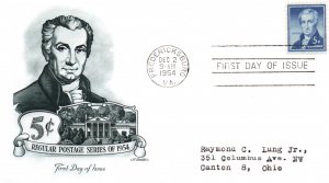 US 1038 James Monroe Artmaster Typed FDC