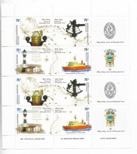 ARGENTINA 2004 NAVAL HYDROLOGY SHIPS MAPS LIGHTHOUSE HALF SHEET + LABELS