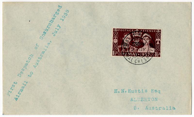 (I.B) George VI Postal : Australia Unsurcharged Air Mail Cover (1938)