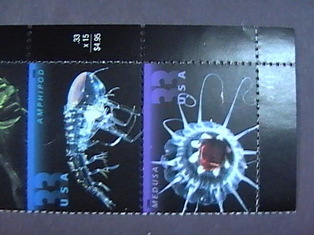 U.S.# 3439-3443(3443a)-MINT/NH-PLATE # STRIP OF 5-DEEP SEA CREATURES-2000