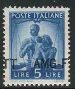Democratic Lire 5 Varieties Overprint Heavily Shifted