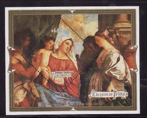 Penrhyn -Sc#373- id7-unused NH sheet-Christmas-Paintings-Titian-1988-