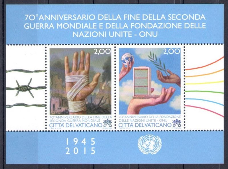 2015 Vatican, 70th Anniversary End of World War II, BF No. 85 MNH**