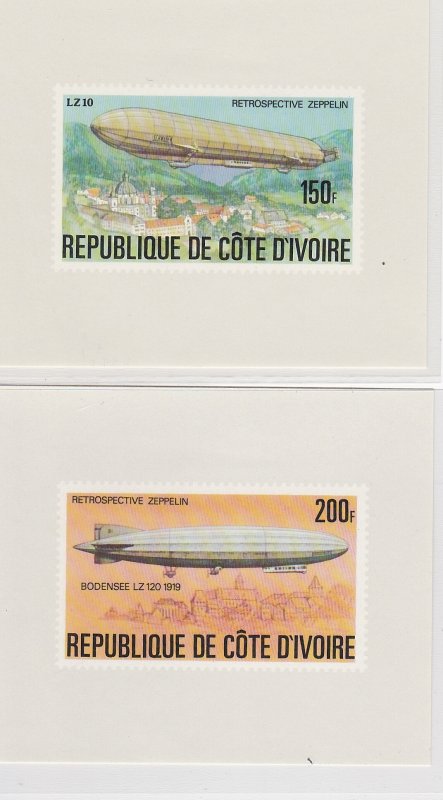 Ivory Coast # 440-444, History of the Zeppelin, IMPERF Mini Sheets, Mint NH,