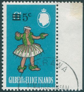 Gilbert & Ellice Islands 1966 5c on 6d turquoise-blue SG114 used