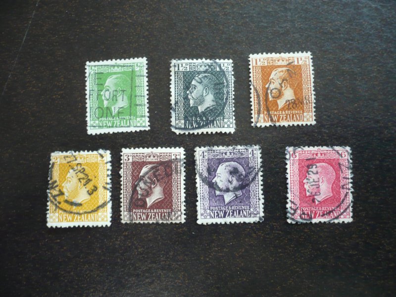 Stamps - New Zealand - Scott# 144,151,154,161-164 - Used Part Set of 7 Stamps