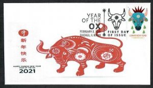 5556 - FDC -  BWP - 55c Year of the Ox - Wally Jr Cachet - 21-F-102-BWP