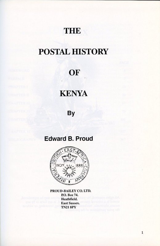 POSTAL HISTORY OF KENYA BY EDWARD B. PROUD NEW BOOK BLOWOUT