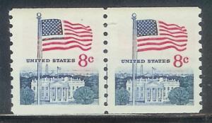 1338G Flag over Capital F-VF MNH coil pair