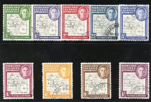 Falkland Is Dependencies 1946 KGVI Thin Maps set complete VF used. SG G9-G16.