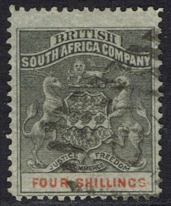 RHODESIA 1892 ARMS 4/- USED