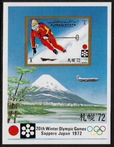 Ajman Michel #Block 335 MNH IMP S/Sheet - Sapporo Olympics - Skiing