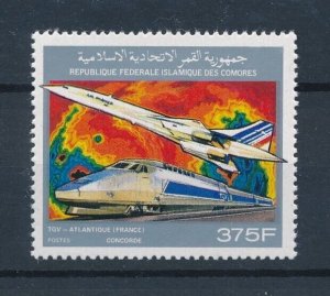 [112940] Comoros 1990 Railway train Aviation Concorde From set MNH