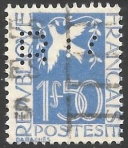 France Scott # 294 Used Perfin R?. All Additional Items Ship Free.