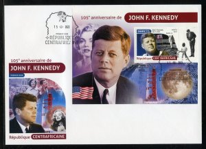 CENTRAL AFRICA 2022 105th ANNIVERSARY OF JOHN F. KENNEDY S/S FIRST DAY COVER