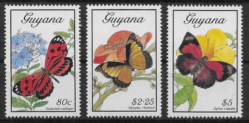 Guyana #2208-2210 Butterflies 1989  MNH