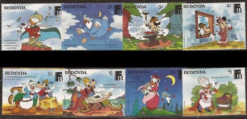 Redonda - 1988 Disney The Kalevala - 8 Stamp Set - 18D-012