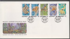 Guernsey 1989 Wildlife Set of 5,  Official FDC