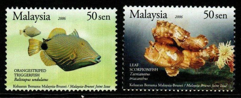 MALAYSIA SG1375b/6b 2007 MARINE LIFE PERF 12/ 13½ AT FOOT MNH