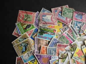 Scrap pile of 110 MALAYA,states,MALAYSIA Duplicates, mixed condition,what lurks?