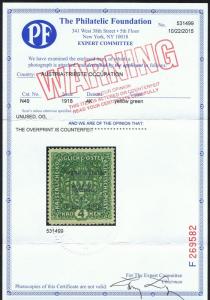 REFERENCE AUSTRIA TRIESTE SCOTT #N49 MINT OG H PF CERT READ YELLOW LISTING.