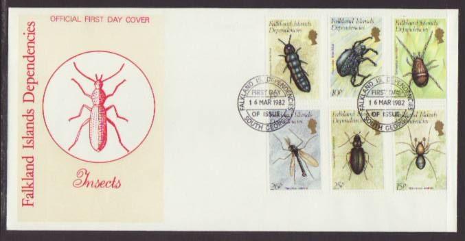 Falkland Islands Dependencies 1L66-71 Insects 1982 U/A FDC 