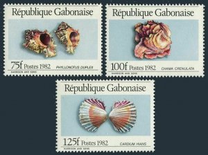 Gabon 519-521,MNH.Michel 836-838. Shells 1982.Phyllonotus duplex,Chama,Cardium.