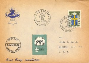 Sweden 1955 Swedish Scout Union poster stamp on cover US Boy Scouts Scouting (7)