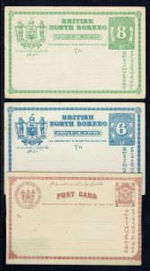 NORTH BORNEO Three early postal stationery cards unused incl - 41288