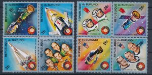 [BIN2845] Burundi 1975 Space good set in blocks of 4 stamps very fine MNH