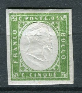 SARDINIA; 1855 early classic Imperf issue Mint unused Shade of 5c. value