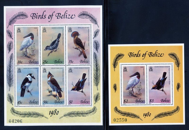 Belize 500-01 MLH,  Birds of Belize Souvenir Sheet Set from 1980.