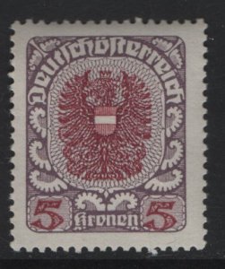 Austria  #245  MNH 1921  Arms  5k