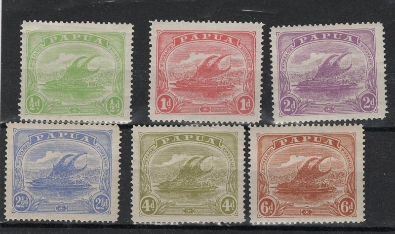 Papua single colour issue (1911), 6 stamps, mounted mint