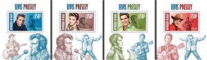 Niger - Elvis Presley on Stamps - Set of 4 Souvenir Sheets - 14A-187