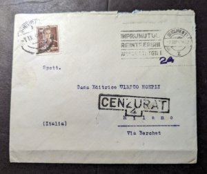 1941 Censored Romania Cover Bucharest to Milan Italy