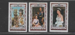 PENRHYN ISLAND #87-89 1977 QEII 25TH ANNIV. MINT VF NH O.G bb