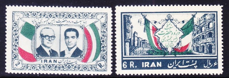 Iran 1077-78 MNH OG 1957 Visit President of Gronchi of Italy & Shah Set