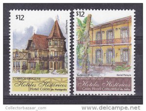 HISTORIC HOTELS ARCHITECTURE URUGUAY Sc#2288-9 MNH