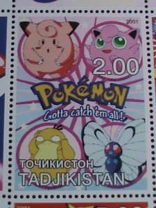 TAJIKISTAN STAMP- POKEMON- GOTTA CATCH  THEM ALL  STAMP MNH FULL SHEET  VF