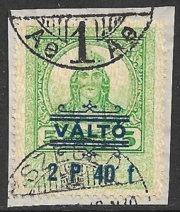 HUNGARY REVENUES 1934 2p40f on 5p VALTO Bills of Exchange Surcharge Bft 8 VFU