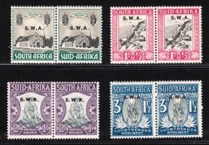 South West Africa B1 -B4 -  FVF MNH - Pairs