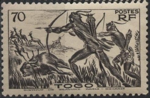 Togo 283 (mhr) 70c hunters, black (1941)