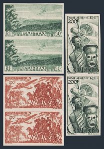 Cameroun C26-C28 imp pairs,MNH.Mi 296-298. Birds,Cavalry.Plane,Warrior,Mask.1947