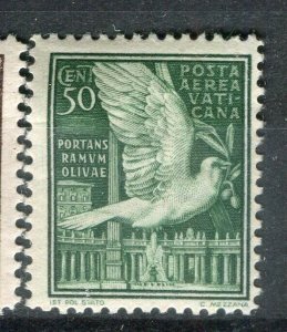 VATICAN; 1938 early AIRMAIL issue fine Mint hinged 50c. value