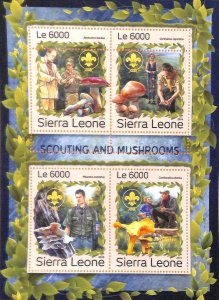 A6972 - SIERRA LEONE, Error, 2016, MISPERF MINIATURE SHEET: Mushrooms, Boy Scout