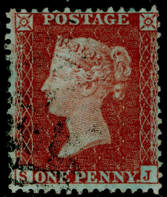 Sg22, 1d red-brown PLATE R2, SC14 DIE I, FINE used. Cat £90. SJ