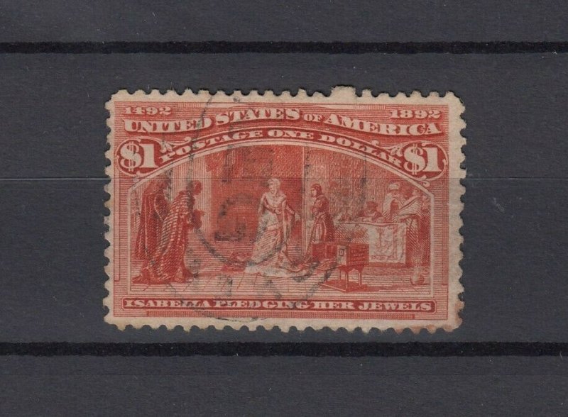 USA 1893 $1 Red Columbus Sc#241 Fine Used JK9864 